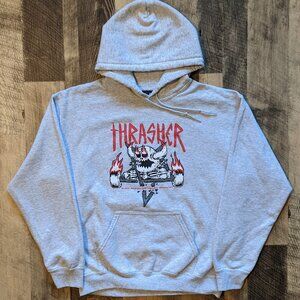 Thrasher Fleece Hoodie Gray Pullover Medium Sweatshirt